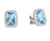 9K White Gold with Rectangle Shaped Blue Topaz Diamond Earring-diamonds-Lotus Gold