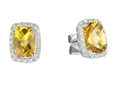 9K White Gold with Rectangle Shaped Citrene Diamond Earring-diamonds-Lotus Gold