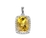 9K White Gold with Rectangle Shaped  Citrene Diamond Pendant