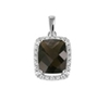 9K White Gold with Rectangle Shaped Smoky Quartz  Diamond Pendant-pendants-Lotus Gold