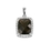 9K White Gold with Rectangle Shaped Smoky Quartz  Diamond Pendant