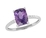 9K White Gold with Rectangle Shaped Amethyst Diamond Ring