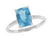 9K White Gold with Rectangle Shaped Blue Topaz Diamond Ring-diamonds-Lotus Gold