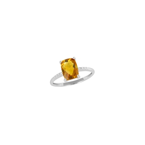 9K White Gold with Rectangle Shaped Citrene Diamond Ring