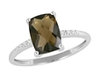 9K White Gold with Rectangle Shaped Smoky Quartz  Diamond Ring-diamonds-Lotus Gold