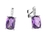 9K White Gold with Rectangle Shaped Amethyst  Diamond Earring