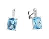 9K White Gold with Rectangle Shaped Blue Topaz  Diamond Earring-diamonds-Lotus Gold