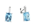 9K White Gold with Rectangle Shaped Blue Topaz  Diamond Earring-earrings-Lotus Gold