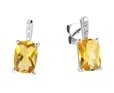 9K White Gold with Rectangle Shaped Citrene  Diamond Earring-earrings-Lotus Gold