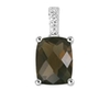 9K White Gold with Rectangle Shaped Smoky Quartz Diamond Pendant-diamonds-Lotus Gold