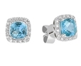 9k White Gold Square Shaped Blue Topaz Diamond Earring-diamonds-Lotus Gold