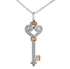 10kt White and  rose gold diamond key pendant-diamonds-Lotus Gold