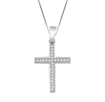 10K WHITE GOLD DIAMOND CROSS PENDANT-diamonds-Lotus Gold