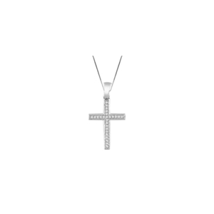 10K WHITE GOLD DIAMOND CROSS PENDANT