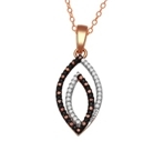 10KT ROSE GOLD 0.12CT COGNAC DIAMOND LEAF PENDANT-diamonds-Lotus Gold