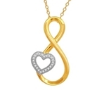 10Kt Yellow/White Gold 0.06ct Diamond Heart Twist Pendant-pendants-Lotus Gold