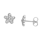 10Kt White Gold 0.15ct Diamond Flower Stud Earring -diamonds-Lotus Gold