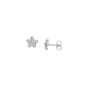 10Kt White Gold 0.15ct Diamond Flower Stud Earring 