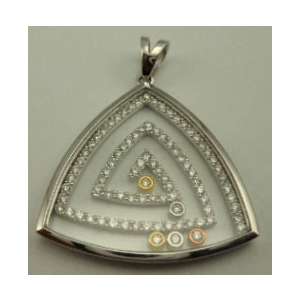 18 Karat White Gold 3 Tier Triangle Pendant with 0.88 Carat diamonds 