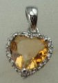 10 Karat White Gold Diamond Pendant with Heart Shaped Citrine Stone-diamonds-Lotus Gold