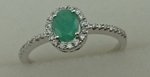 10 Karat White Gold Diamond Ring with Emerald Stone-rings-Lotus Gold