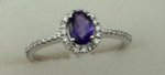 10 Karat White Gold Daimond Ring With Amethyst Stone-diamonds-Lotus Gold