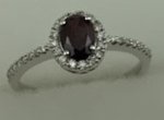 10 Karat White Gold Daimond Ring With Garnet Stone-diamonds-Lotus Gold