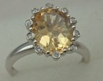 10 Karat White Gold Daimond Ring With Citrene Stone-diamonds-Lotus Gold