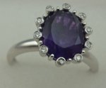 10 Karat White Gold Daimond Ring With Amethyst Stone-diamonds-Lotus Gold