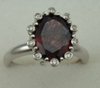 10 Karat White Gold Daimond Ring With Garnet Stone-diamonds-Lotus Gold