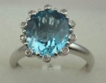 10 Karat White Gold Daimond Ring With Blue Topaz Stone-diamonds-Lotus Gold